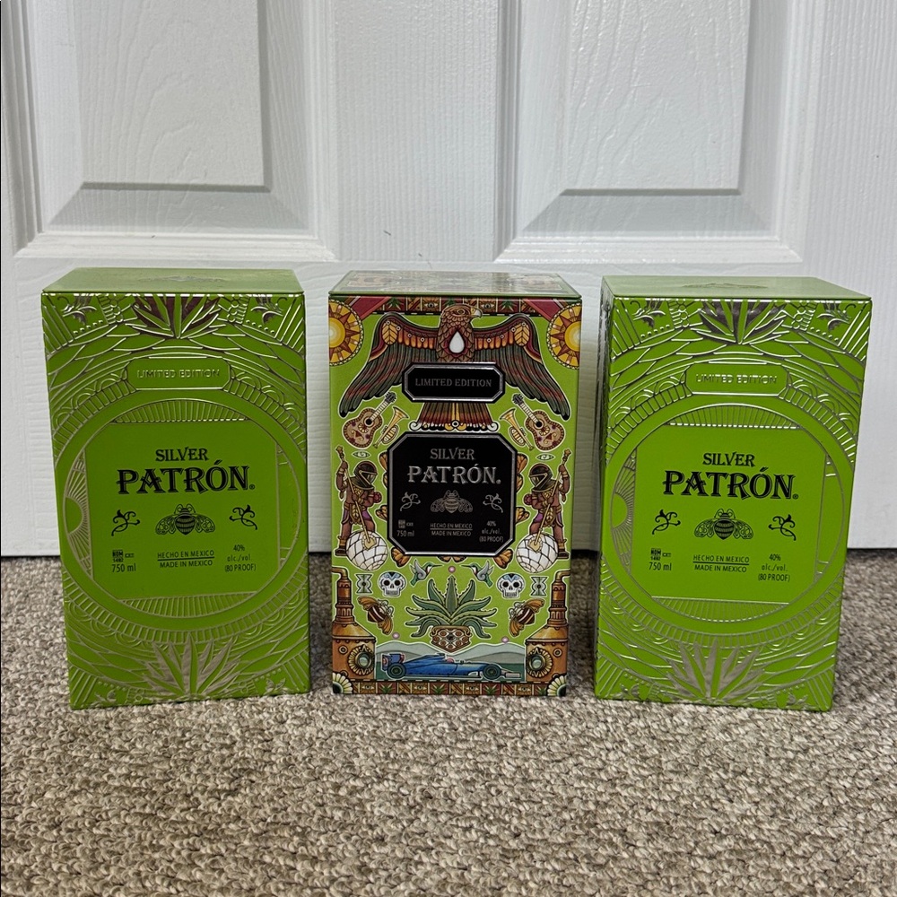 3- Silver Patrón Tequila TINS
